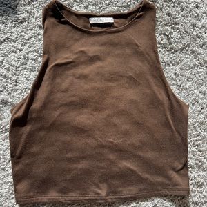 Sincerely Jules Brown Sleeveless Crop Top
